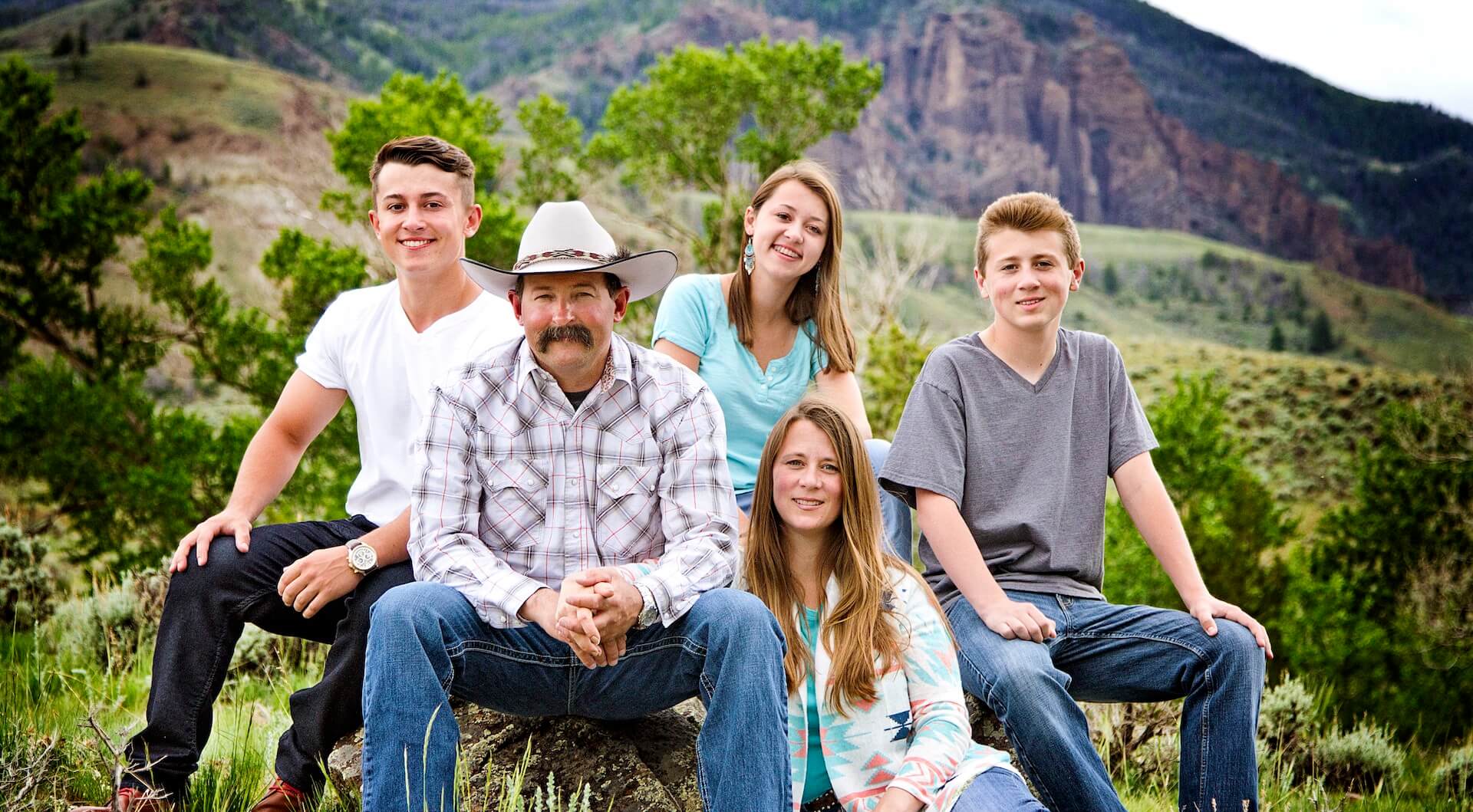 Photo of rand creek ranch owners Joel & Krystal Baum family
